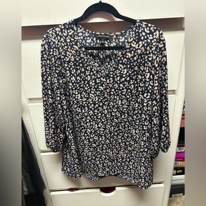 Blue and tan blouse XL